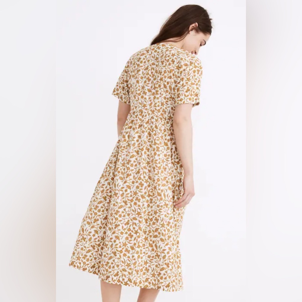 Madewell Button-Front Midi Dress in Batik Vine in Pearl Ivory - Picture 3 of 8